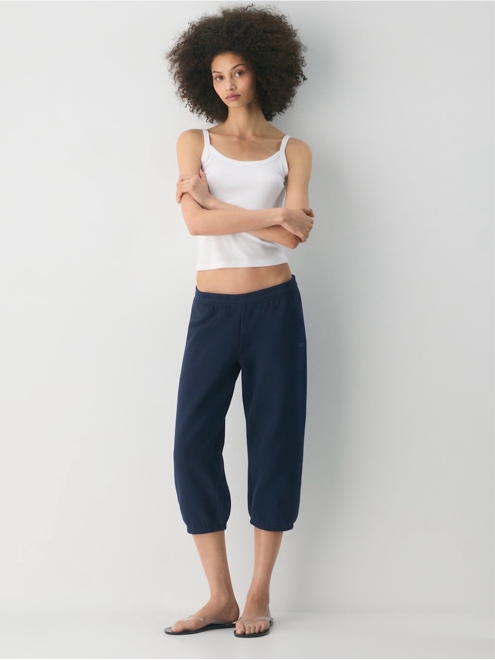 Aritzia Navy Cropped Sweatpants Capris
